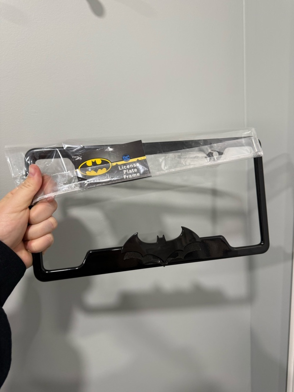 Batman Black License Plate Frame with Raised Bat Emblem